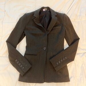 Express Dark Charcoal Single-Button Tailored Blazer